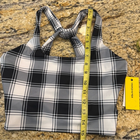 ELEVEN by Venus Williams NWT Black & White Plaid Sports Bra Print Size Small - Picture 10 of 10